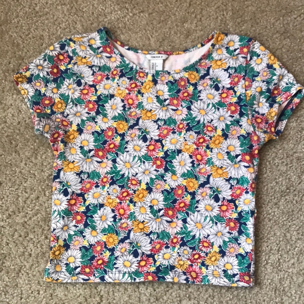 90s Forever 21 flower crop top- xs
